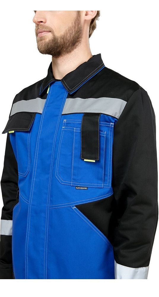 Костюм мужской рабочий летний Гудзон NEW василек-черный