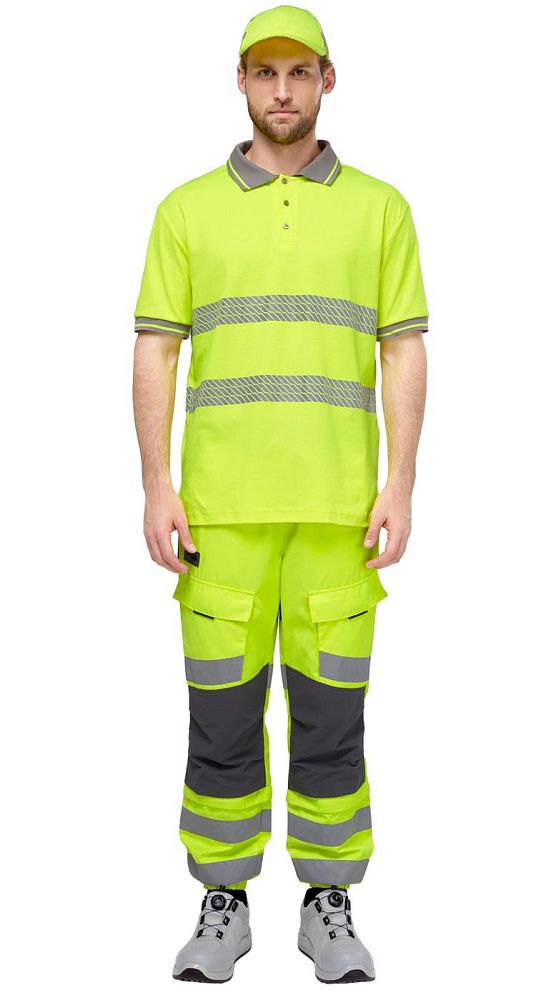 Футболка-поло сигнальная Фликер фл.-желтая Футболка-поло сигнальная Фликер фл.-желтая