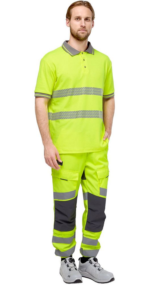 Футболка-поло сигнальная Фликер фл.-желтая Футболка-поло сигнальная Фликер фл.-желтая
