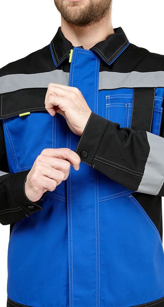 Костюм мужской рабочий летний Гудзон NEW василек-черный