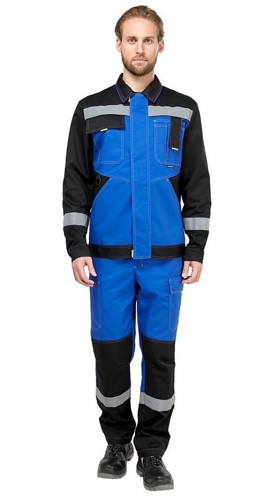 Костюм мужской рабочий летний Гудзон NEW василек-черный