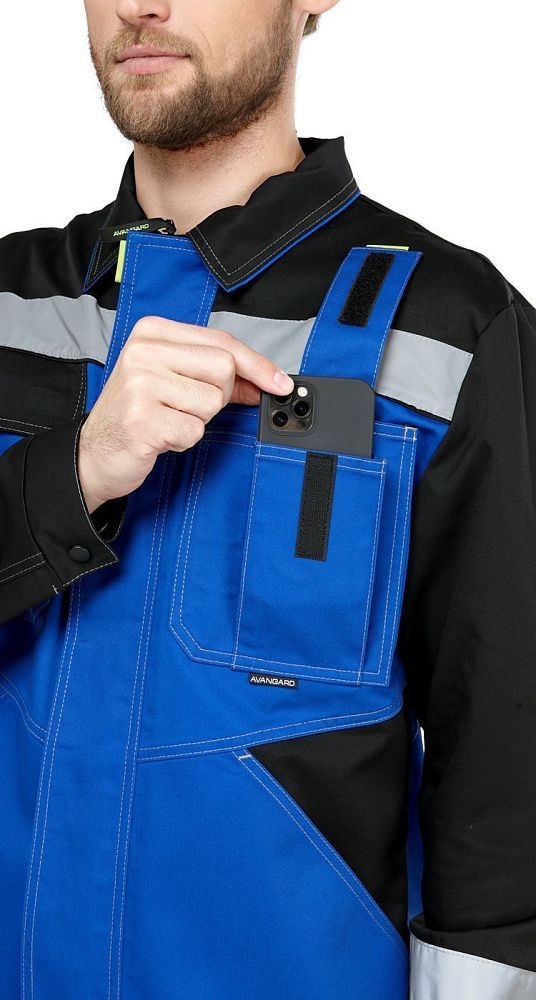 Костюм мужской рабочий летний Гудзон NEW василек-черный